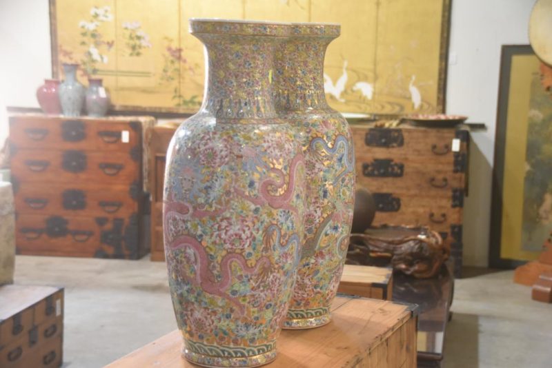 A Pair of Chinese Ceramic Vases Height:605mm - Image 8