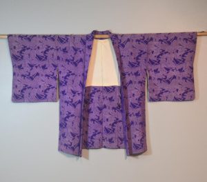 Purple Butterflies Vintage Silk Haori Jacket