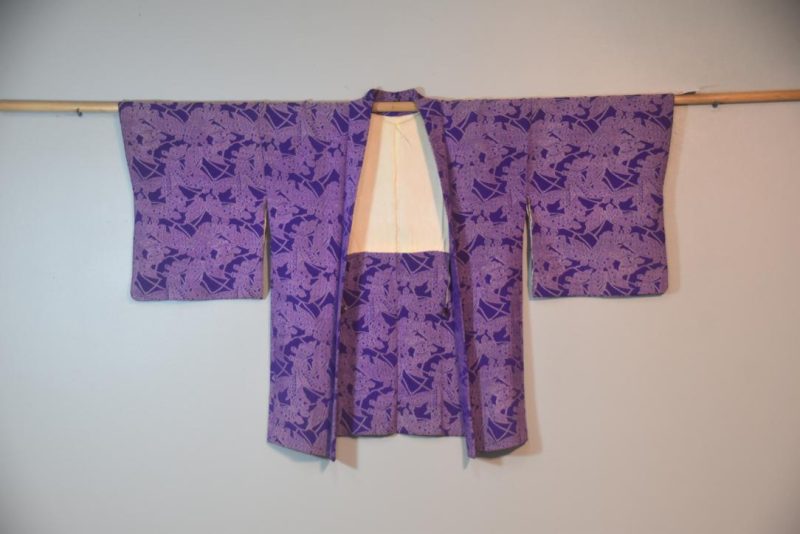 Purple Butterflies Vintage Silk Haori Jacket