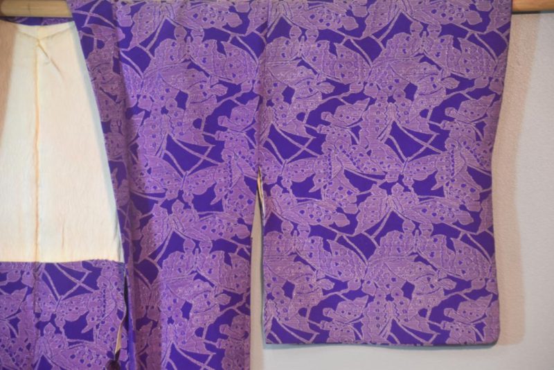 Purple Butterflies Vintage Silk Haori Jacket - Image 5