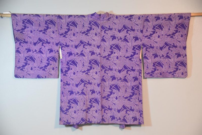 Purple Butterflies Vintage Silk Haori Jacket - Image 3