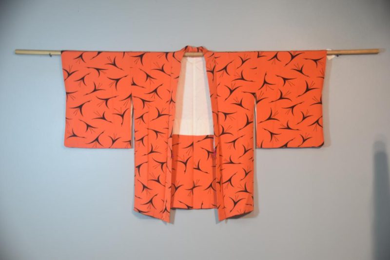 Tiger Orange with Cranes Vintage Haori Jacket