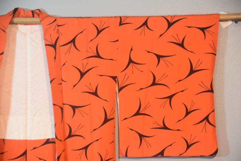 Tiger Orange with Cranes Vintage Haori Jacket - Image 3