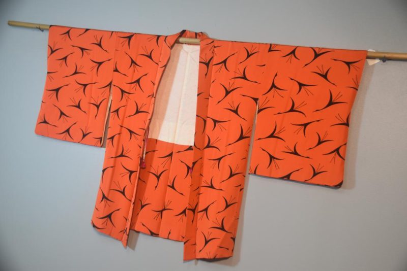 Tiger Orange with Cranes Vintage Haori Jacket - Image 5