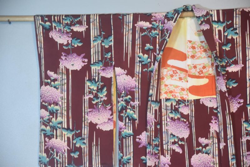 Mauve Chrysanthemum Vintage Haori Jacket - Image 3