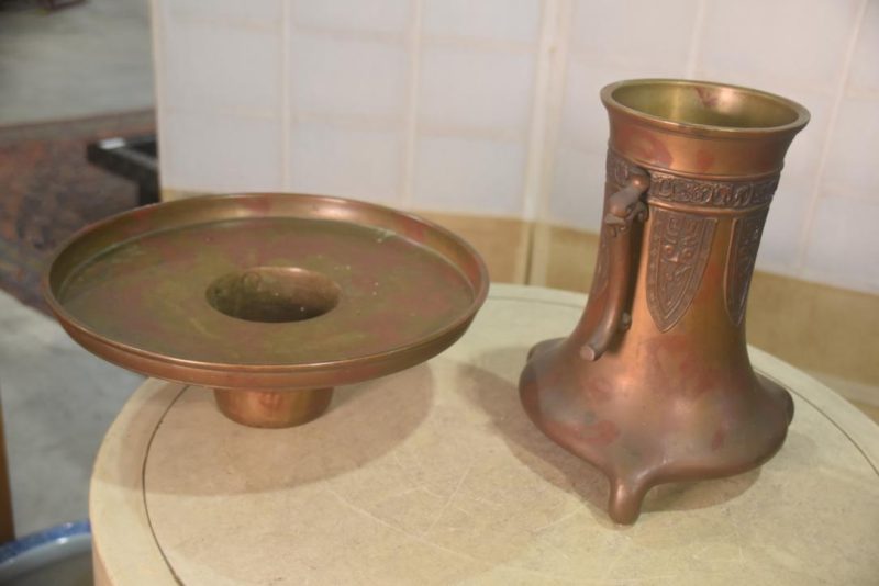 Murashido Bronze Usubata Ikenobu Vase Width:320mm - Image 6