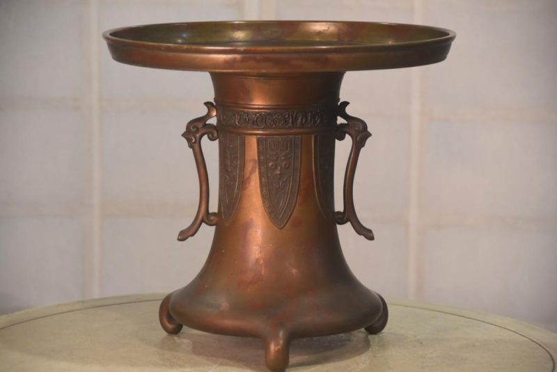 Murashido Bronze Usubata Ikenobu Vase Width:320mm