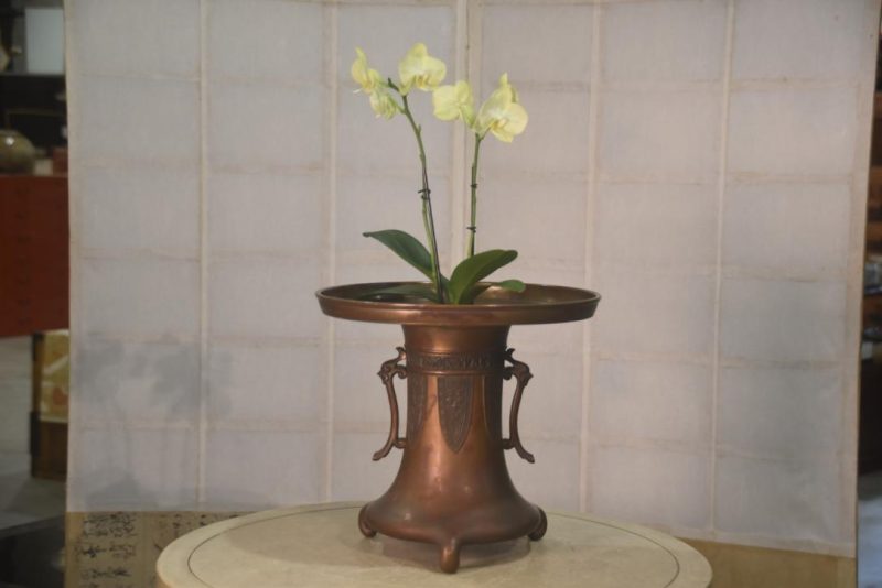 Murashido Bronze Usubata Ikenobu Vase Width:320mm - Image 3