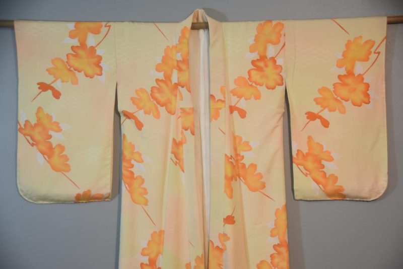 Persimmon Blossom Vintage Japanese Silk Kimono - Image 5