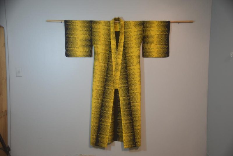 Funky Black & Mustard Japanese Cotton Yukata