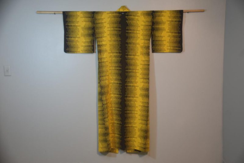 Funky Black & Mustard Japanese Cotton Yukata - Image 5