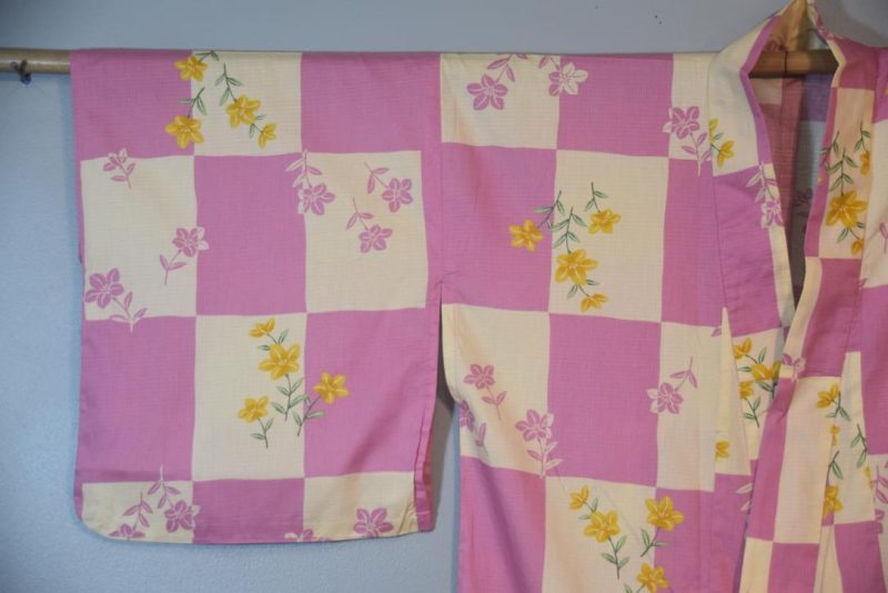 Wild Orchid Pink & Cream Japanese Cotton Yukata - Image 3
