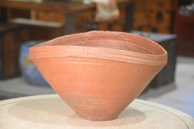 Bizen Pottery Bowl in a signed box Width:345mm