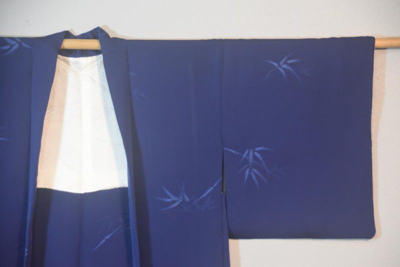 Blue Bamboo Japanese Silk Vintage Haori Jacket - Image 2