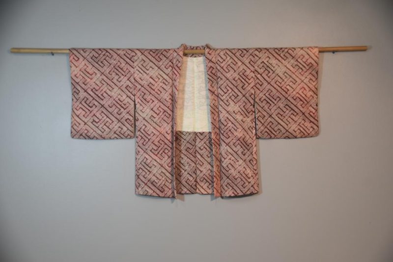 Maroon Maze of Shibori Silk Vintage Haori Jacket
