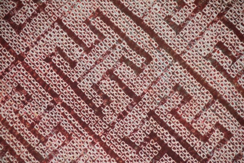 Maroon Maze of Shibori Silk Vintage Haori Jacket - Image 2