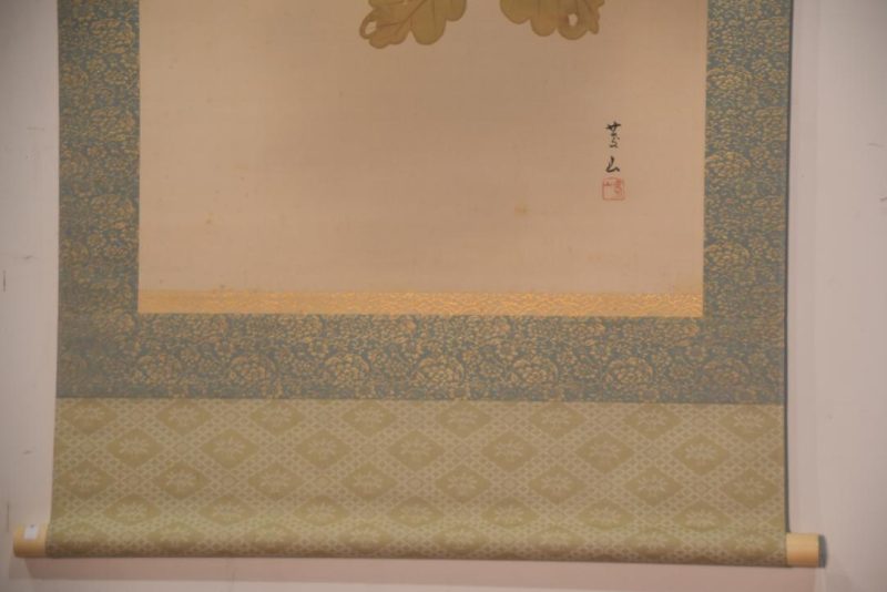 Japanese Taisho Period Oak Tree and Birds Scroll Width:715mm - Image 3