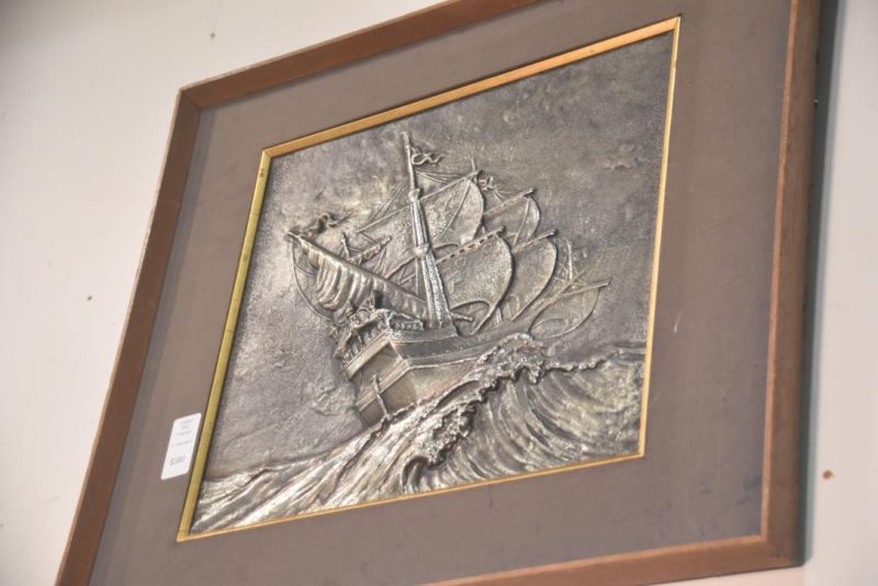Black Ship Silver Panel Art Width:650mm - Image 5
