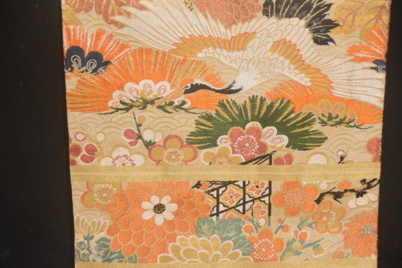 Crane and Cherry Blossoms Brocade Obi Sash Table Runner Length:4000mm - Image 9