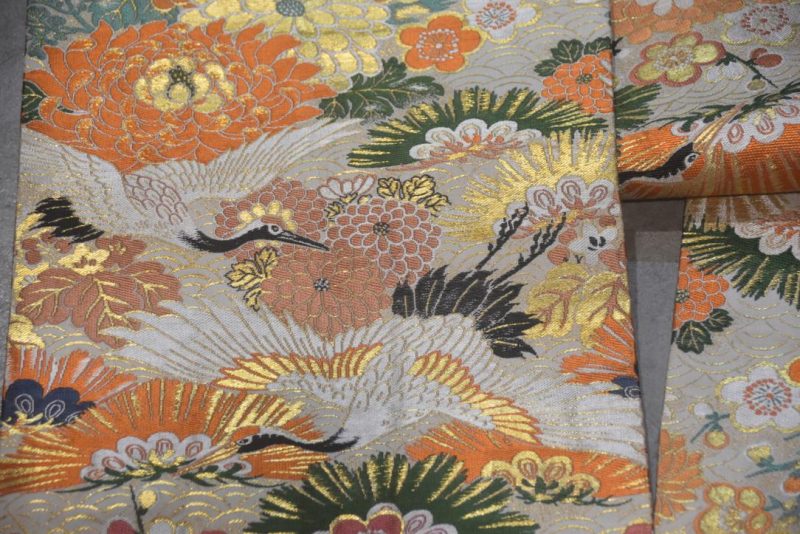 Crane and Cherry Blossoms Brocade Obi Sash Table Runner Length:4000mm - Image 6