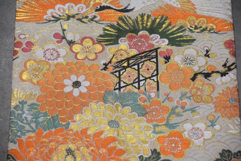 Crane and Cherry Blossoms Brocade Obi Sash Table Runner Length:4000mm - Image 2