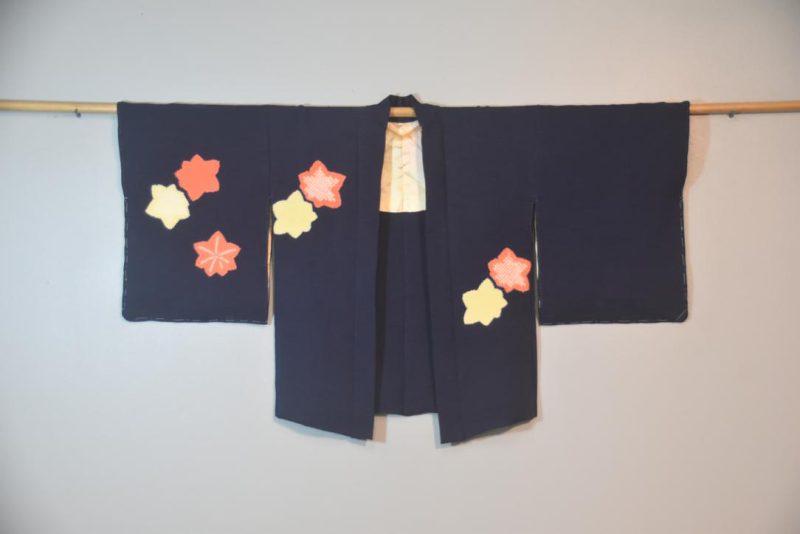 Maples on Navy Blue Japanese Vintage Haori Jacket - Image 5
