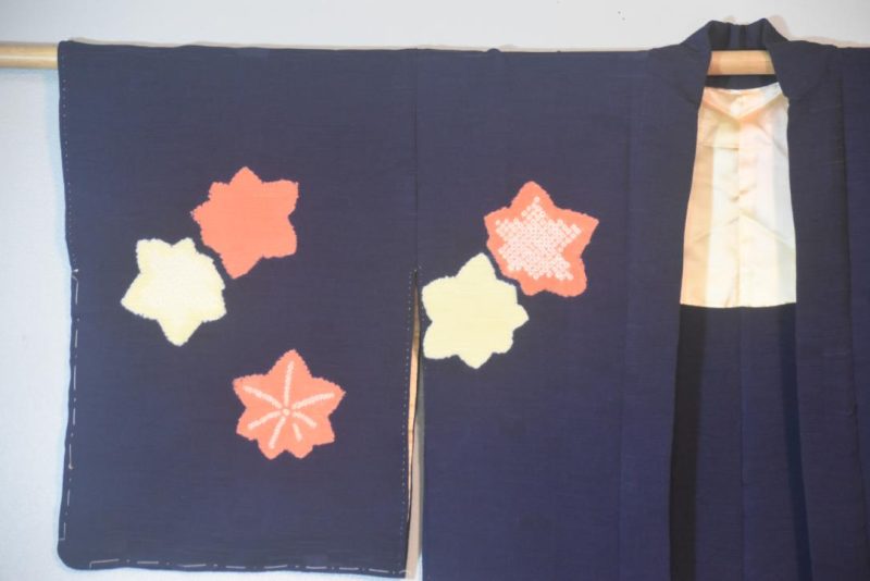 Maples on Navy Blue Japanese Vintage Haori Jacket - Image 4