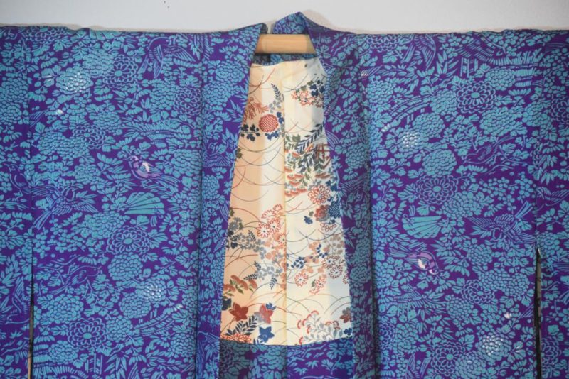 Purple and Blue Japanese Vintage Haori Jacket - Image 3