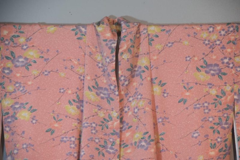 Pink Crepe Floral Vintage Silk Japanese Kimono - Image 5