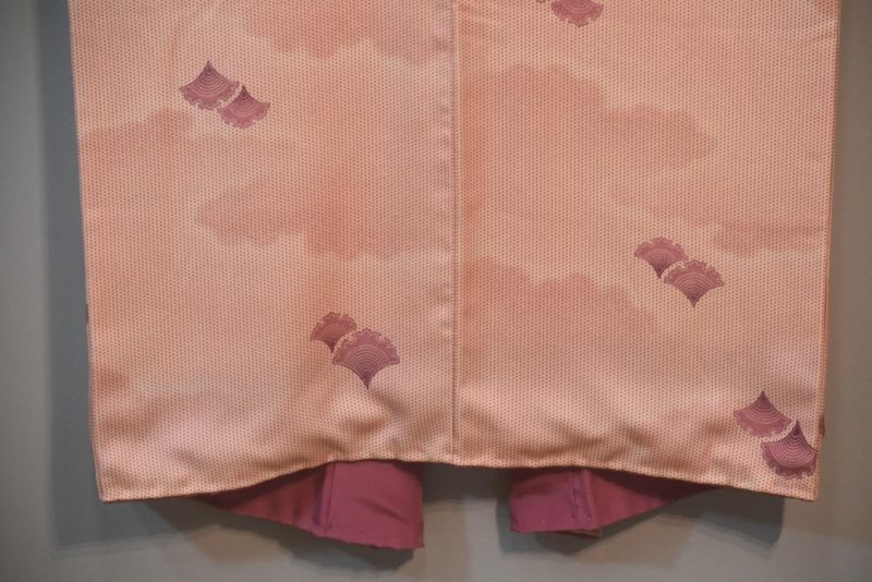 Minx Pink Cloud and Fan Vintage Silk Japanese Kimono - Image 8