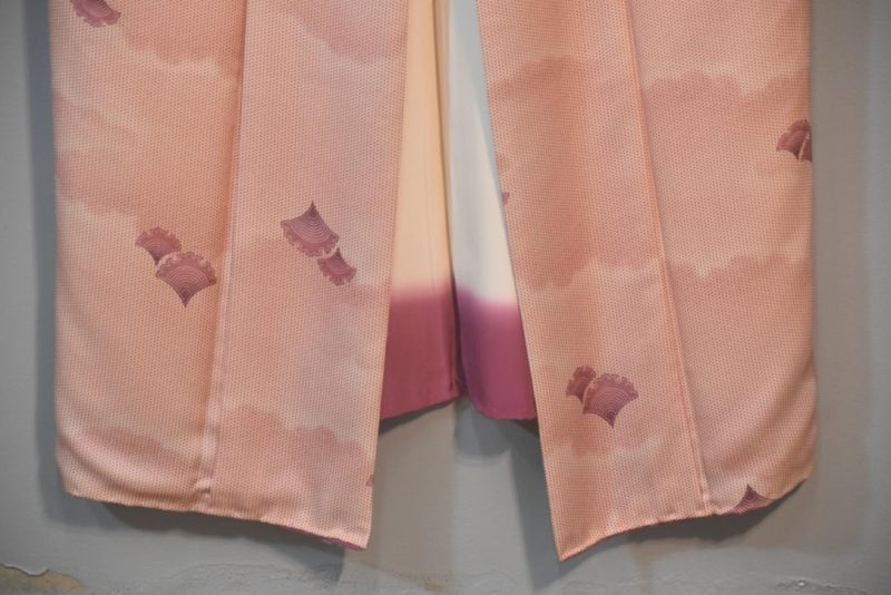 Minx Pink Cloud and Fan Vintage Silk Japanese Kimono - Image 7