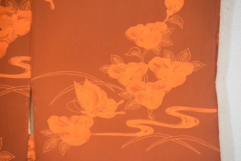 Orange Butterflies Vintage Japanese Silk Haori Jacket - Image 2