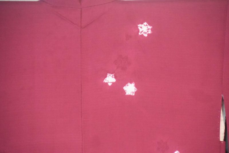 Maroon Star Flower Vintage Japanese Silk Haori Jacket - Image 2