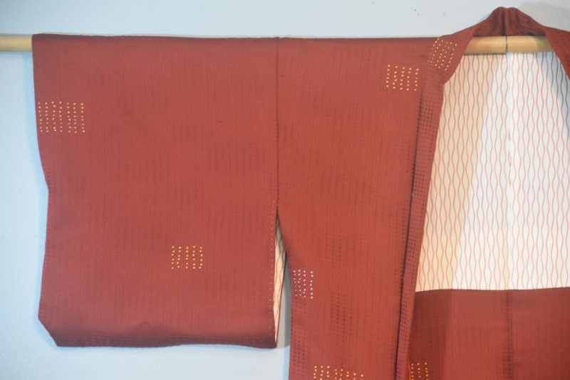 Russet Geometric  Vintage Japanese Silk Haori Jacket - Image 5