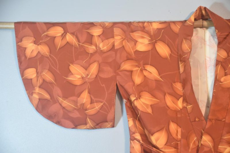 Rusty Orange Silk Japanese Vintage Haori Jacket - Image 3