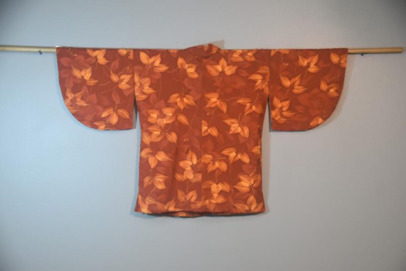 Rusty Orange Silk Japanese Vintage Haori Jacket - Image 6