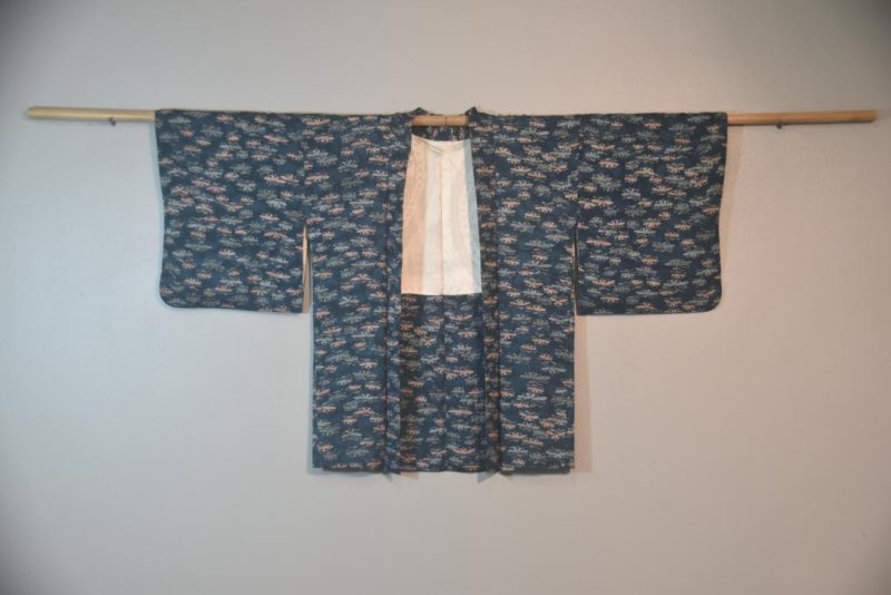 Teal Blue Lilypad Silk Vintage Haori