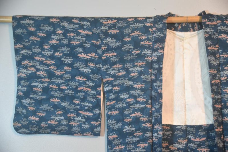 Teal Blue Lilypad Silk Vintage Haori - Image 3