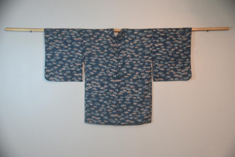 Teal Blue Lilypad Silk Vintage Haori - Image 6