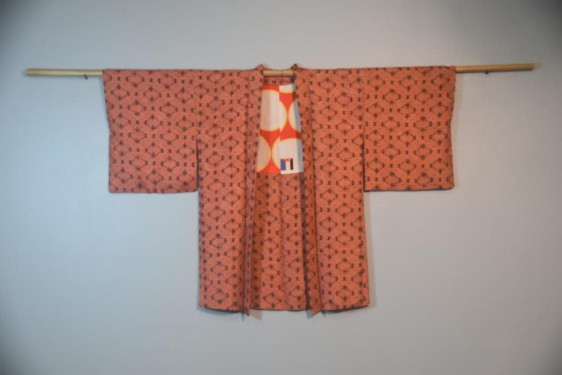 Salmon Jacquard Japanese Silk Vintage Haori