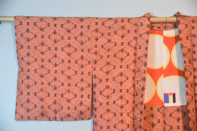 Salmon Jacquard Japanese Silk Vintage Haori - Image 6