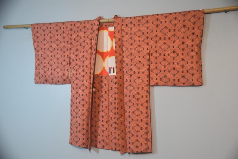 Salmon Jacquard Japanese Silk Vintage Haori - Image 5