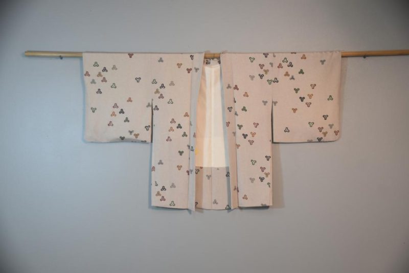 Sprinkled Grey Geo Design Silk Vintage Haori