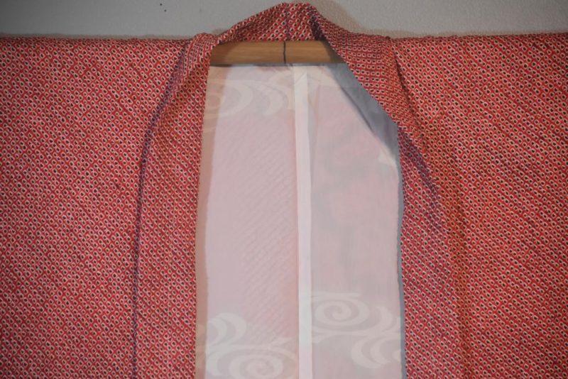 Floral Red Silk Shibori Japanese Haori Jacket - Image 6