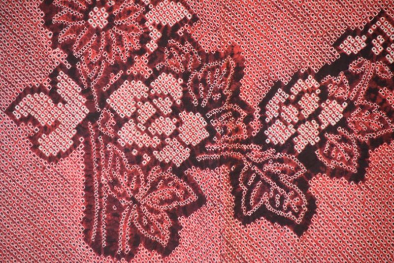 Floral Red Silk Shibori Japanese Haori Jacket - Image 2