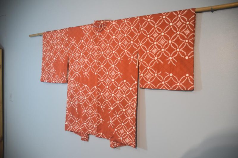 Rusty Caramel Silk Shibori Haori - Image 4