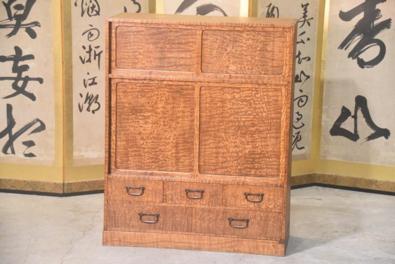 Burled Mulberry Chadansu Tea Utensil Chest Width:810mm - Image 12