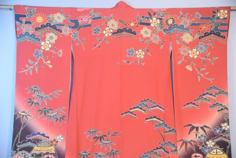Sunset Blush Japanese Silk Furisode Kimono - Image 16