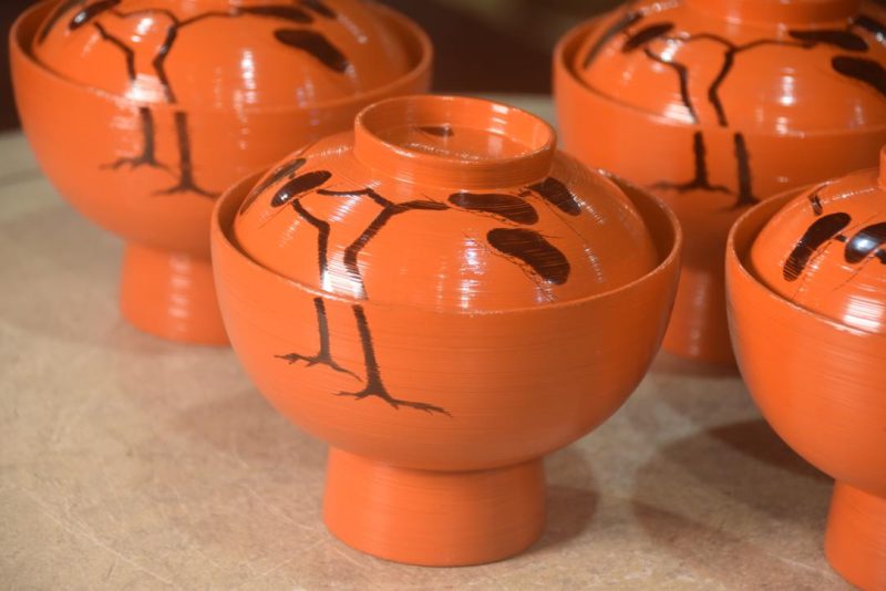 Set of 5 Japanese Lacquered Wood Miso Bowls - Image 2