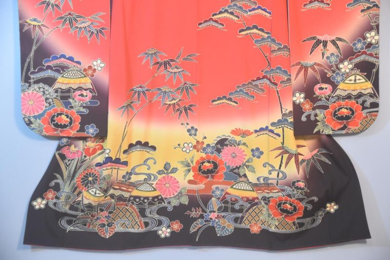 Sunset Blush Japanese Silk Furisode Kimono - Image 15